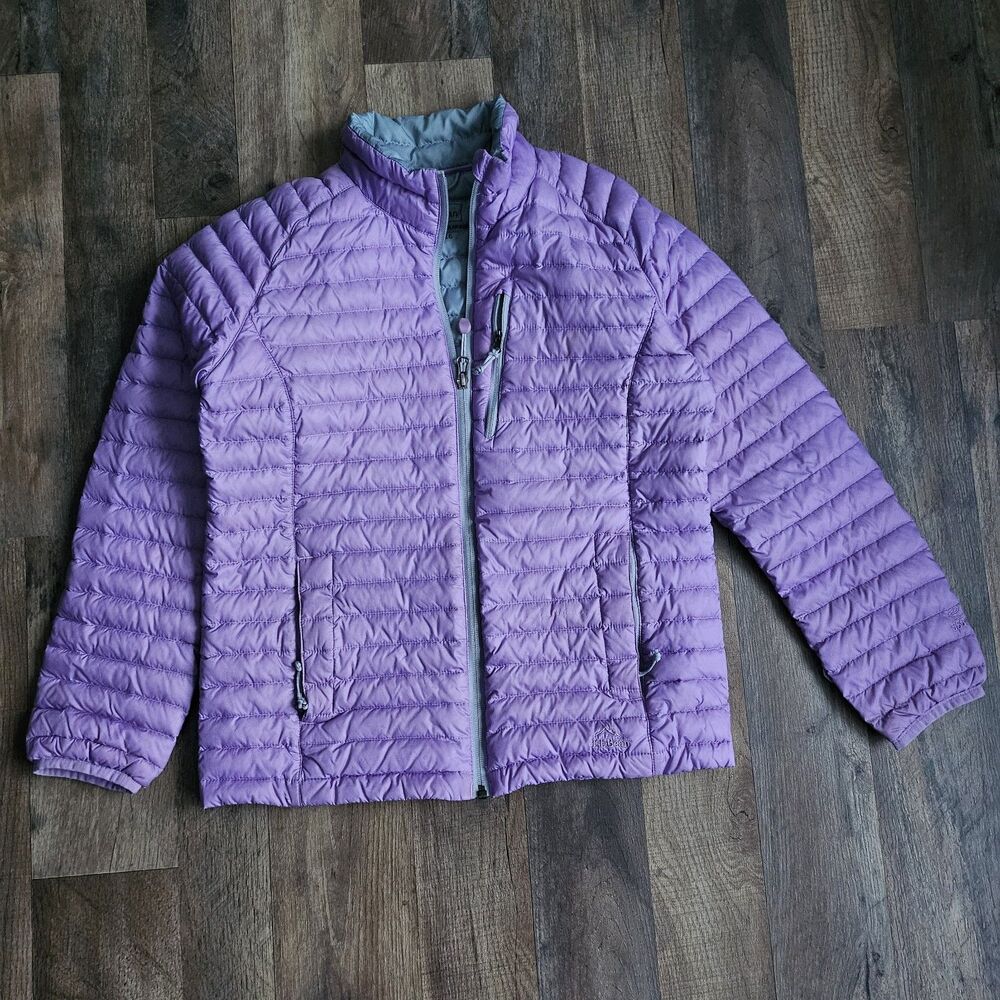 L.L.Bean DownTek Puffer Jacket Girls Large 14-16 Purple 650 Fill Insulated
